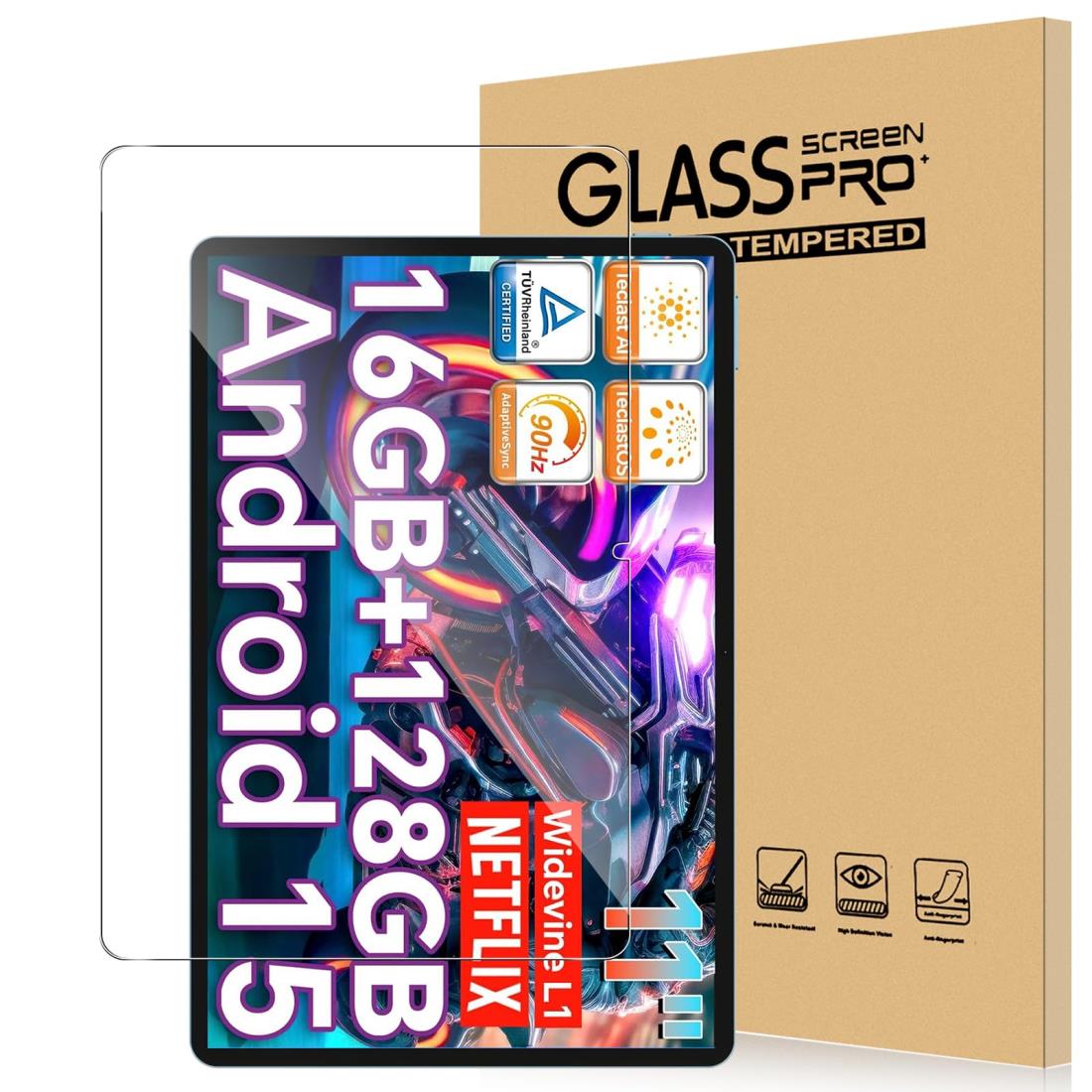 For Teclast P50 AI/T50HD/P50/P50S/T50MAX/T50Plus/ODEA S11/DOOGEE U11/DOOGEE U11 Pro フィルム 強化ガラス 高透過率 高感度タッチ 硬度9H 指紋防止 Greerass 気泡防止 撥水撥油 貼り付け簡単 液晶保護 超薄飛散防止 保護フィルム