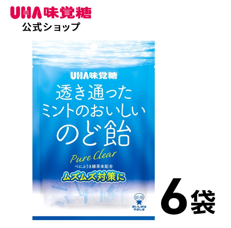 ＜お買い物マラソン全品5倍＆限定クーポン5/16(木)1:59まで＞UHA味覚糖 透き通ったミントのおいしいのど飴 92g 6袋セット