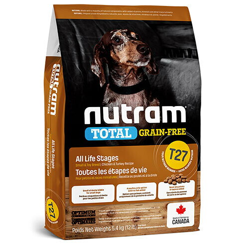 乐天商城 - T27 NUTRAM TOTAL GRAIN-FREE チキン＆ターキー ドッグフード（小型犬用） 5.4kg 小粒