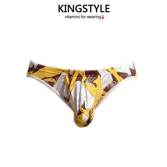 楽天ユーアイエス逸品館【King Style（キングスタイル）】網ポケット付 壮快パンツ：ブリーフ（下向き）FN-D3413-Y 全1色（黄色グラフィック柄）