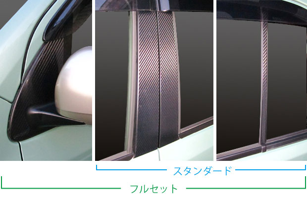 【全国送料無料！】ハセプロ　マジカルカーボン　ピラーフルセット　＜バイザーカット＞　左右合計8枚　★パッソ/PASSO　KGC30/ KGC35/ NGC30　（2010.2〜2016.4） ブラック/ シルバー/ ガンメタ/ マットブラック/ レッド/ ピンク/ ブルー