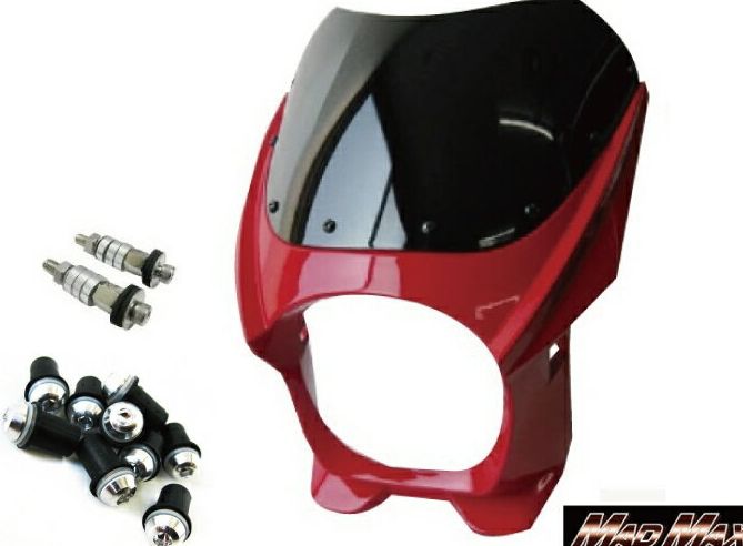 MADMAX 180φ ビキニカウル レッド M8取付 +スクリーンボルト シルバー付属 （M8-DZY2A-R-S) MAD MAX マッドマックス 赤色×銀ボルト