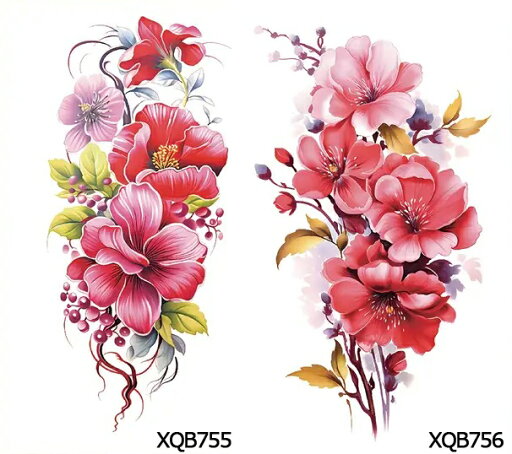 タトゥーシール 花柄 2枚セット フェイクタトゥー 11.5cm×21cm 腕 防水・耐久性あり お手軽簡単 (XQB-755+756) 定形外無料 TATOO 入れ墨 フェイク タトゥーシール 花柄 2枚セット フェイクタトゥー 11.5cm×21cm 腕 防水・耐久性あり お手軽簡単 (XQB-755+756) 定形外無料 TATOO 入れ墨 フェイク