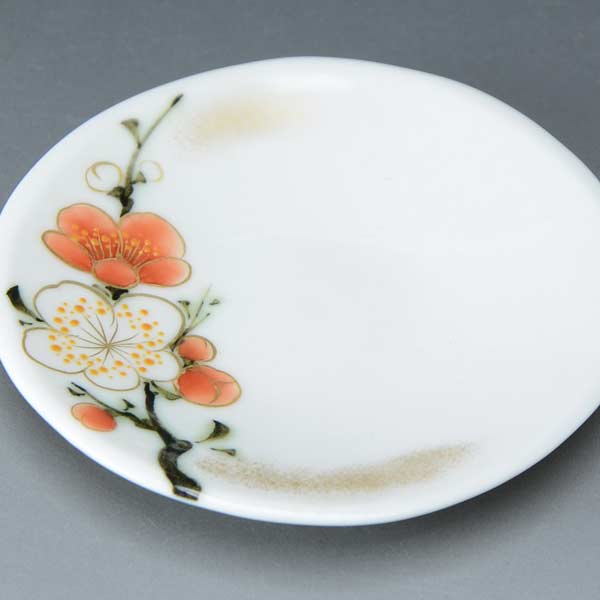乐天商城 - 皿 おしゃれ 京焼 清水焼 磁器製 日本製 器 三寸皿 四季の花（紅白梅） しきのはな（こうはくぼい） おしゃれ 高級 プレゼント 人気 和食器