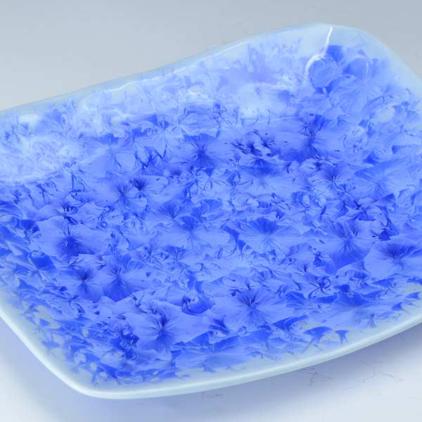 皿 京焼 清水焼 磁器製 日本製 器 長角皿 花結晶（青） はなけっしょう（あお） おしゃれ 高級 プレゼント 人気 和食器