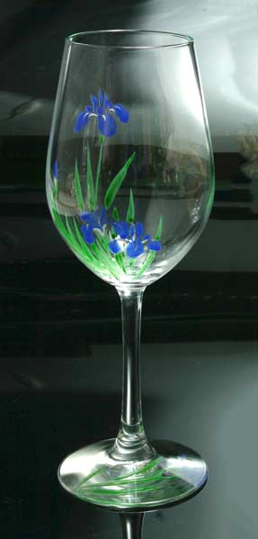 【 送料無料 】 京焼き絵付け ワイングラス（大） ギフト 十二ケ月花鳥図（杜若）