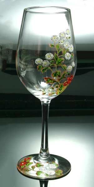 【 送料無料 】 京焼き絵付け ワイングラス（大） ギフト 十二ケ月花鳥図（菊）