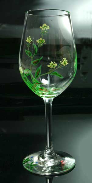 【 送料無料 】 京焼き絵付け ワイングラス（小） ギフト 十二ケ月花鳥固く菜花）