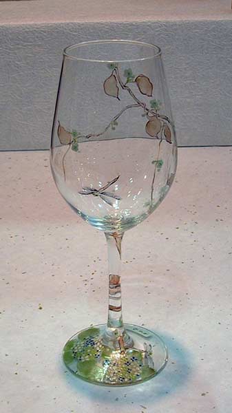 【 送料無料 】 京焼き絵付け ワイングラス（大） ギフト 蜻蛉と梅