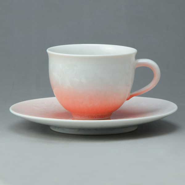 珈琲碗皿 紅茶碗皿 紅茶 珈琲 京焼 清水焼 磁器製 日本製 器 珈琲碗皿 花結晶（白赤） はなけっしょう（しろあか） おしゃれ 高級 プレゼント 人気 和食器