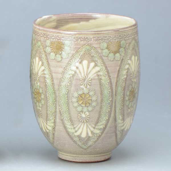 湯呑み 湯のみ 湯飲み 京焼 清水焼 湯呑み茶碗 陶器製 日本製 器 単品湯呑 1客 紙箱入り 紫翠紋・楕円 しすいもん・だえん おしゃれ 高級 プレゼント 人気 和食器