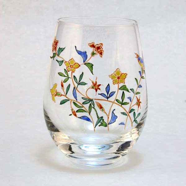 【 送料無料 】 京焼き絵付け タンブラー ギフト 色彩花鳥