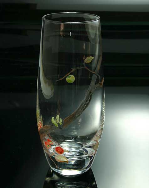 【 送料無料 】 京焼き絵付け タンブラー ギフト 十二ケ月花鳥図（柿）