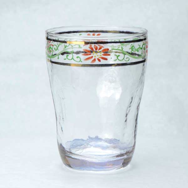 京焼き絵付け タンブラー ギフト 帯唐草（赤）