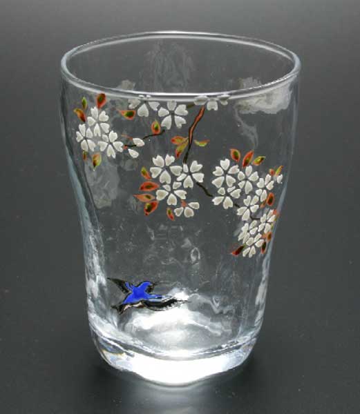 京焼き絵付け タンブラー ギフト 桜に鳥