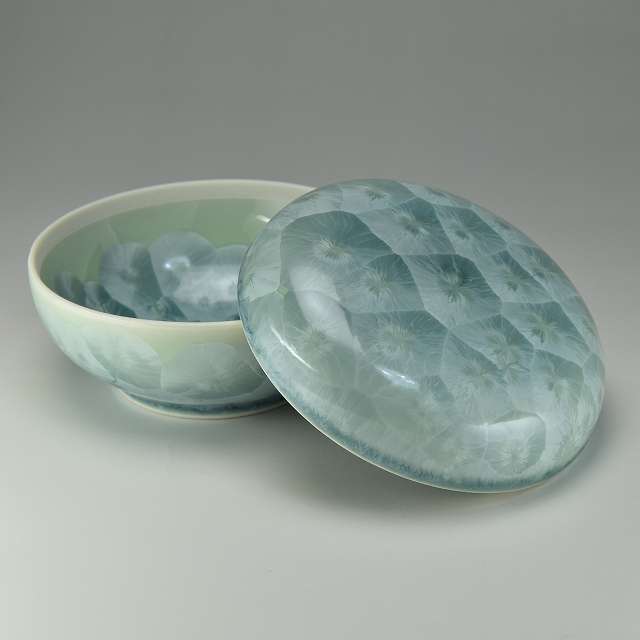 蓋物 おしゃれ 京焼 清水焼 磁器製 日本製 器 蓋物 花結晶（緑） はなけっしょう（みどり） おしゃれ 高級 プレゼント 人気 和食器