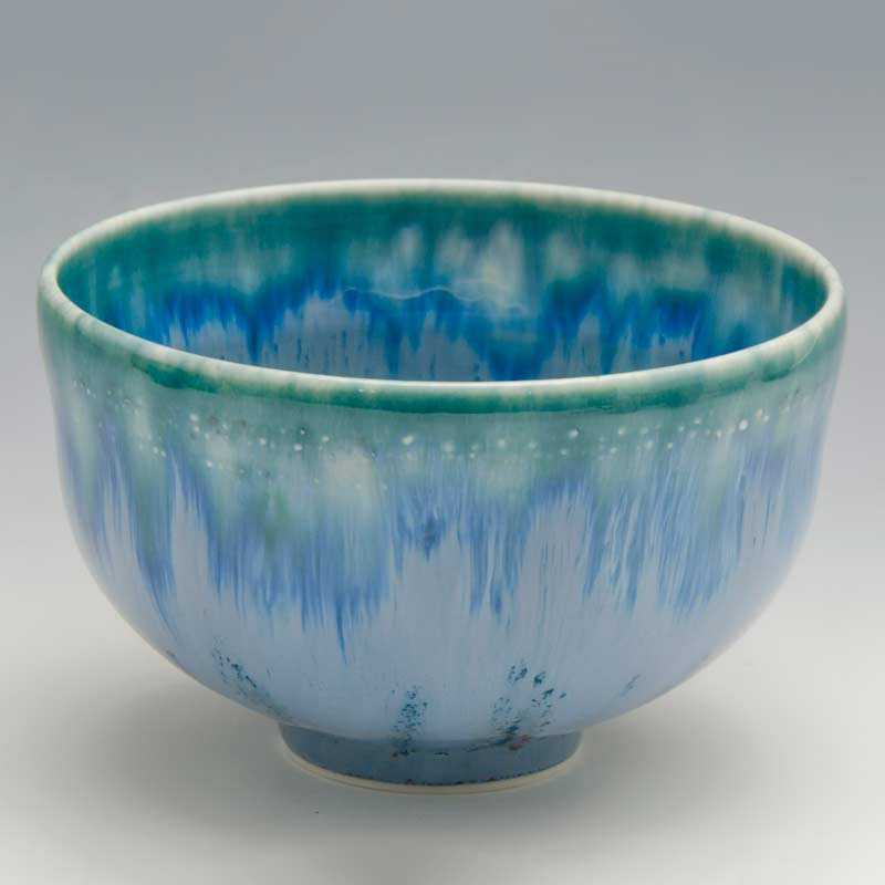 抹茶碗 抹茶茶碗 茶道具 京都 京焼 清水焼 磁器製 日本製 器 茶道具 抹茶碗 1客 紙箱入り 釉流彩（青） ゆうりゅうさい（あお） おしゃれ 高級 プレゼント 人気 和食器