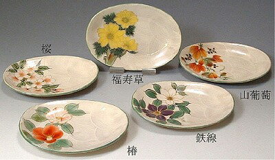 皿 おしゃれ 京焼 清水焼 陶器製 日本製 器 皿 5枚セット 白掛彩草花 しろがけいろどりそうか おしゃれ 高級 プレゼント 人気 和食器