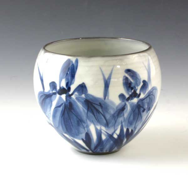 湯呑み 湯のみ 湯飲み 京焼 清水焼 湯呑み茶碗 陶器製 日本製 器 玉湯呑 染付あやめ おしゃれ 高級 プ..