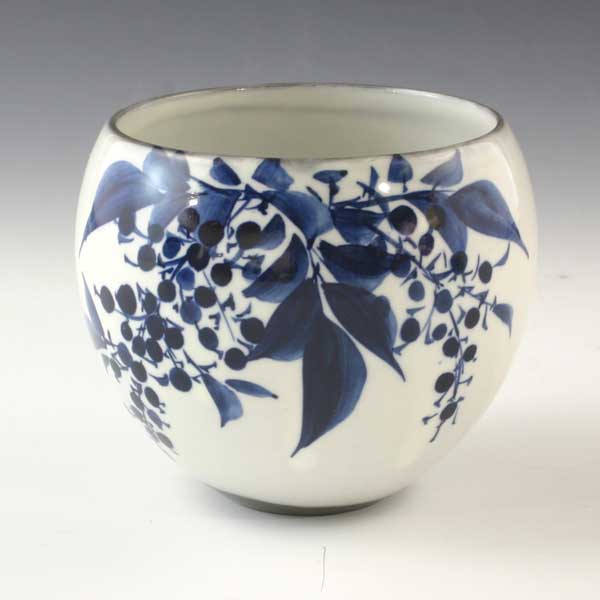 湯呑み 湯のみ 湯飲み 京焼 清水焼 湯呑み茶碗 陶器製 日本製 器 玉湯呑 染付南天 おしゃれ 高級 プレゼント 人気 和食器