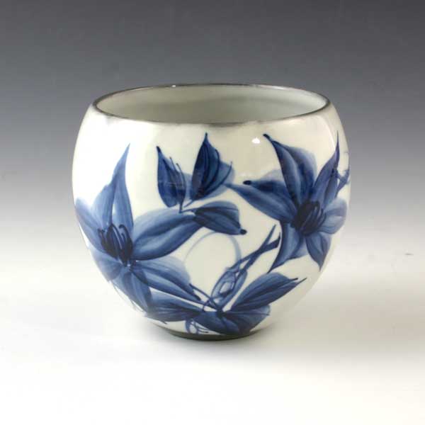 湯呑み 湯のみ 湯飲み 京焼 清水焼 湯呑み茶碗 陶器製 日本製 器 玉湯呑 染付鉄線 おしゃれ 高級 プレゼント 人気 和食器