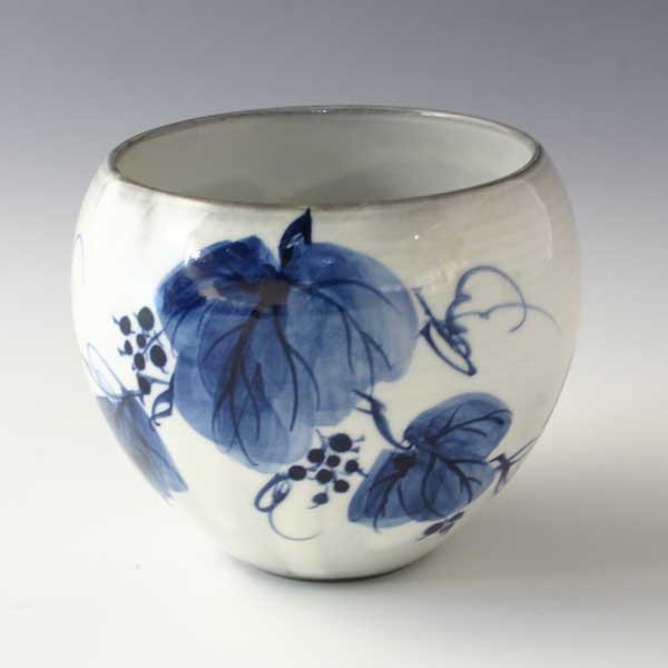 湯呑み 湯のみ 湯飲み 京焼 清水焼 湯呑み茶碗 陶器製 日本製 器 湯呑み 玉湯呑 染付山葡萄 おしゃれ 高級 プレゼント 人気 和食器