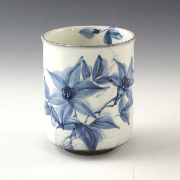 Kiyomizu Ware - 湯呑み 湯のみ 湯飲み 京焼 清水焼 湯呑み茶碗 陶器製 日本製 器 湯呑み 一ヶ湯呑 染付鉄線 おしゃれ 高級 プレゼント 人気 和食器