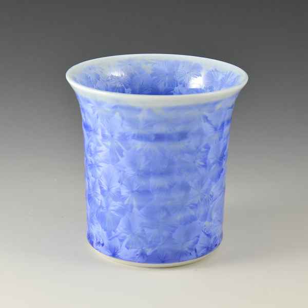 乐天商城 - 焼酎杯 日本酒 京焼 清水焼 磁器製 日本製 和食器 おしゃれ 酒器 焼酎杯 1客 紙箱 花結晶（青） はなけっしょう（あお） 高級 プレゼント 人気