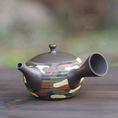 迷彩急須(黒)【 急須 おしゃれ 洗いやすい きゅうす 日本製 プレゼント ギフト 宇治田原製茶場 ポット 平網 常滑焼 贈答 進物 職場 茶葉 】