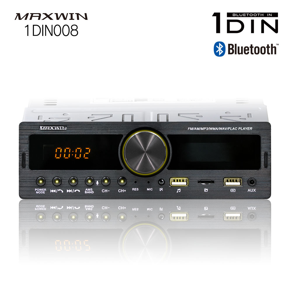 MAXWIN マックスウィン 1din008 メディアプレーヤー カーオーディオ 1DIN デッキ プレーヤー Bluetooth ブルートゥース 車載 USB SD RCA ラジオ AM FM 12V iPhone