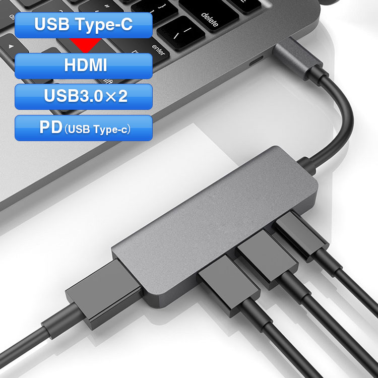【条件付き777円OFFクーポン】【ゆうパケット3】 USBハブ アダプター LAN USB3.0 HDMI出力 type-C hub 4ポート 4K対応 出力 スマホ ノートパソコン アダプター USB TypeC HDMI アダプター ドッキングステーション 充電ポート付き MacBook Pro 2019/2018