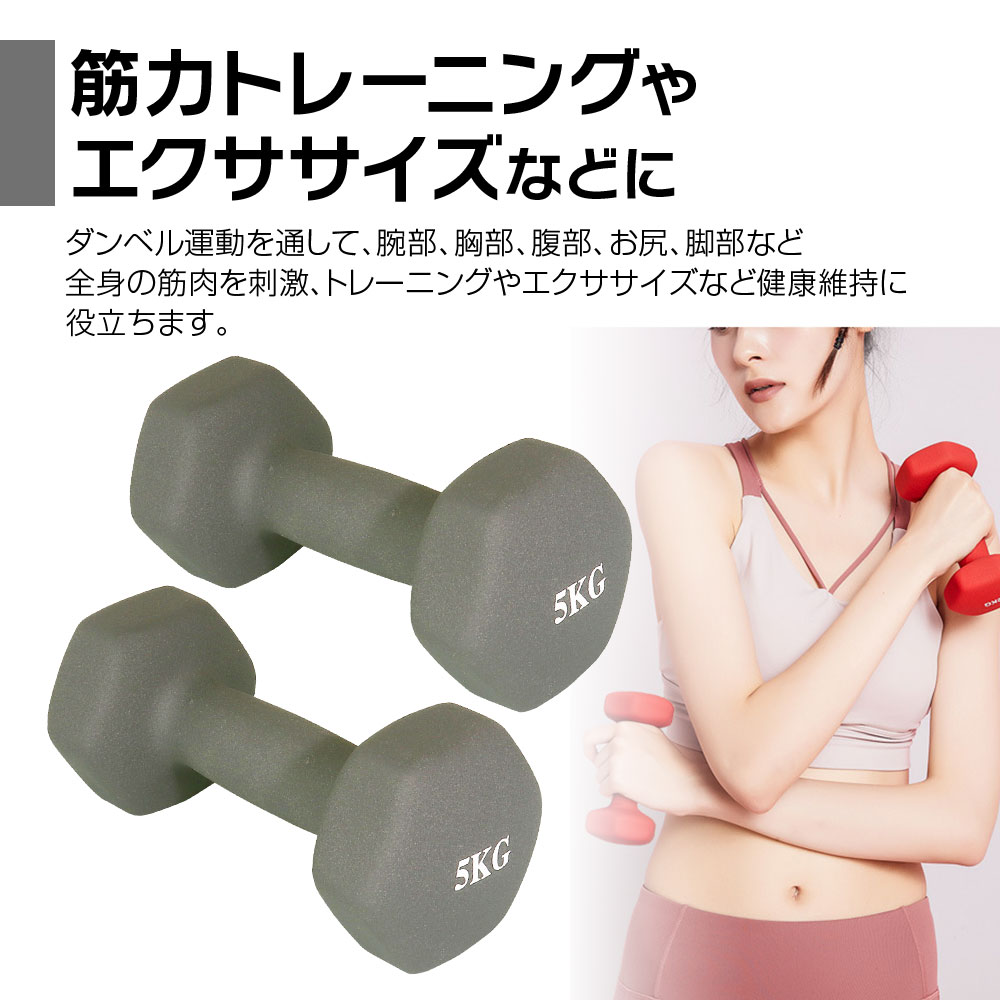 【6時間限定 10%OFFクーポン】ダンベル 5kg 2個セット 鉄アレイ 筋トレ 筋力 トレ...