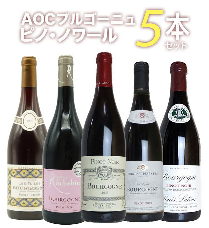 【第2弾】【送料無料】ピノ愛好家大注目！AOCブルゴーニュ ピノ ノワール5本飲み比べセット 有名メゾンも含むピノ ノワール(ブルゴーニュ ルージュ)飲み比べ