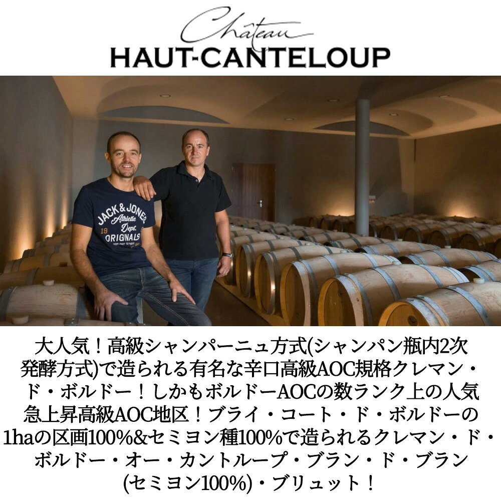 クレマン ド ボルドー オー カントループ BdB Br NV シャトー オー カントループ シャトー元詰 (ボルドナーヴ家) セミヨン種100% ukigoods-10031334 愛あるしんちゃんショップ サンプル画像3