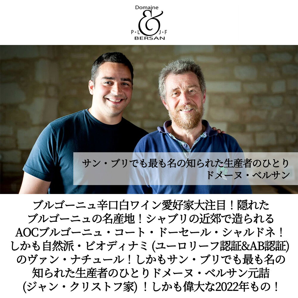 ブルゴーニュ コート ドーセール シャルドネ 2022 蔵出し作品 ドメーヌ ベルサン元詰(ジャン クリストフ家) 自然派 ヴァン ナチュール ukigoods-10029699 愛あるしんちゃんショップ サンプル画像2