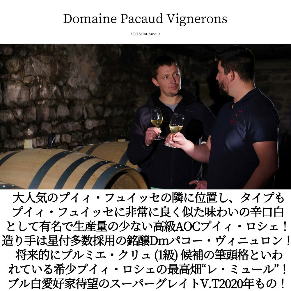 プイィ ロシェ レ ミュール 2020 蔵出し ドメーヌ パコー ヴィニュロン元詰 自然派 Vin Methode Nature 加盟 AOC ukigoods-10030240 愛あるしんちゃんショップ サンプル画像3