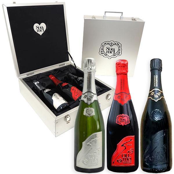 【送料無料 正規品】【豪華アタッシュケース】ソウメイ ル トリオ 3本セット 750ml×3 トリプル3種 プラチナ(ブランドブラン) ブラック(ブランドノワー...