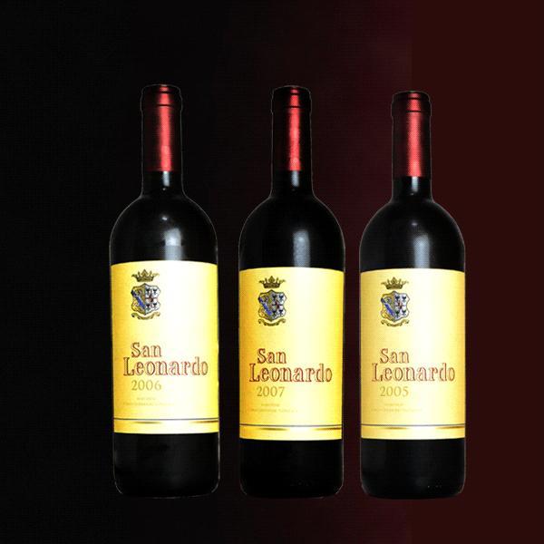 銘醸 テヌータ サン レオナルド 最高峰キュヴェ ヴィッラ グレスティの5つ上 北のサッシカイアの異名をとる サン レオナルドの貴重蔵出し飲み比べ (垂直ヴィンテージ2005年 2006年 2007年) 高級赤ワイン3本セット イタリア 赤ワイン 辛口 フルボディ 750ml×3