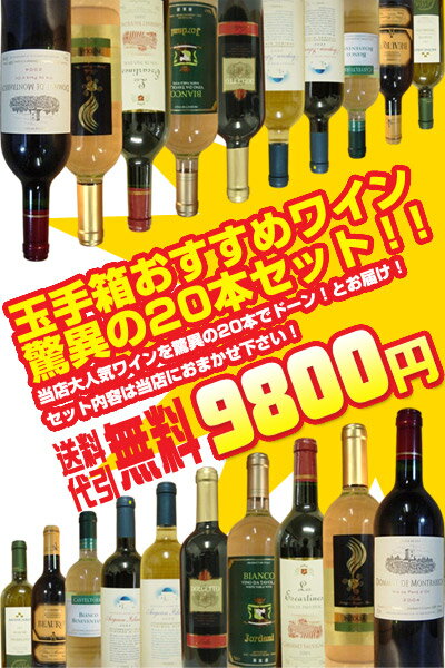 【送料無料】ワインセット うきうきワインの福袋！玉手箱オススメワイン20本セット 赤ワイン20本コース