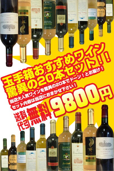 【送料無料】ワインセット うきうきワインの福袋！玉手箱オススメワイン20本セット 白ワイン20本コース