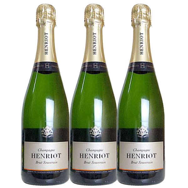 【3本セット】アンリオ ブリュット スーヴェラン シャンパーニュ 白 泡 シャンパン シャンパーニュ スパークリング 750mlChampagne Henriot Brut Souverain