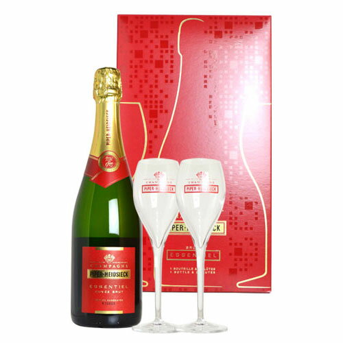 パイパー エドシック エッセンシエル キュヴェ ブリュットPiper Heidsieck Essentiel Cuvee Brut 2 Flute Glasses + DX Gift Box AOC Champagne