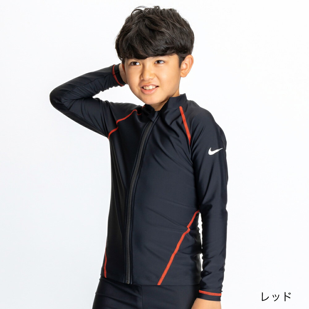 週末限定ポイント10倍＋新規クーポン10％OFF 【NIKE SWIM公式】ナイキ SS25 ユニセックスジップ付き長袖ラッシュガード 1991109　ナイキ nike 水泳 男子 女子水着 スイミング 男の子 女の子 プール 男児 女児 男女共用 120 130 140 150 160 170 フットマーク FOOTMARK