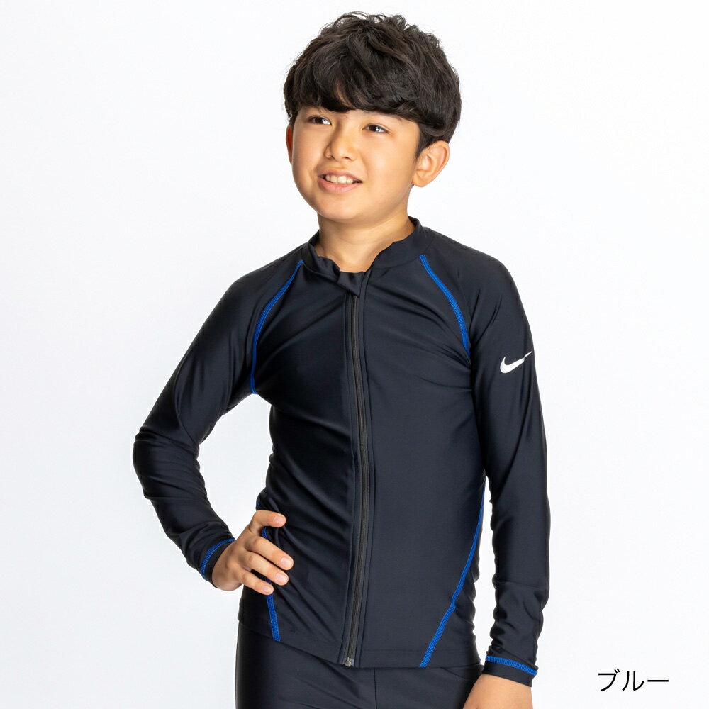 週末限定ポイント10倍＋新規クーポン10％OFF 【NIKE SWIM公式】ナイキ SS25 ユニセックスジップ付き長袖ラッシュガード 1991109　ナイキ nike 水泳 男子 女子水着 スイミング 男の子 女の子 プール 男児 女児 男女共用 120 130 140 150 160 170 フットマーク FOOTMARK