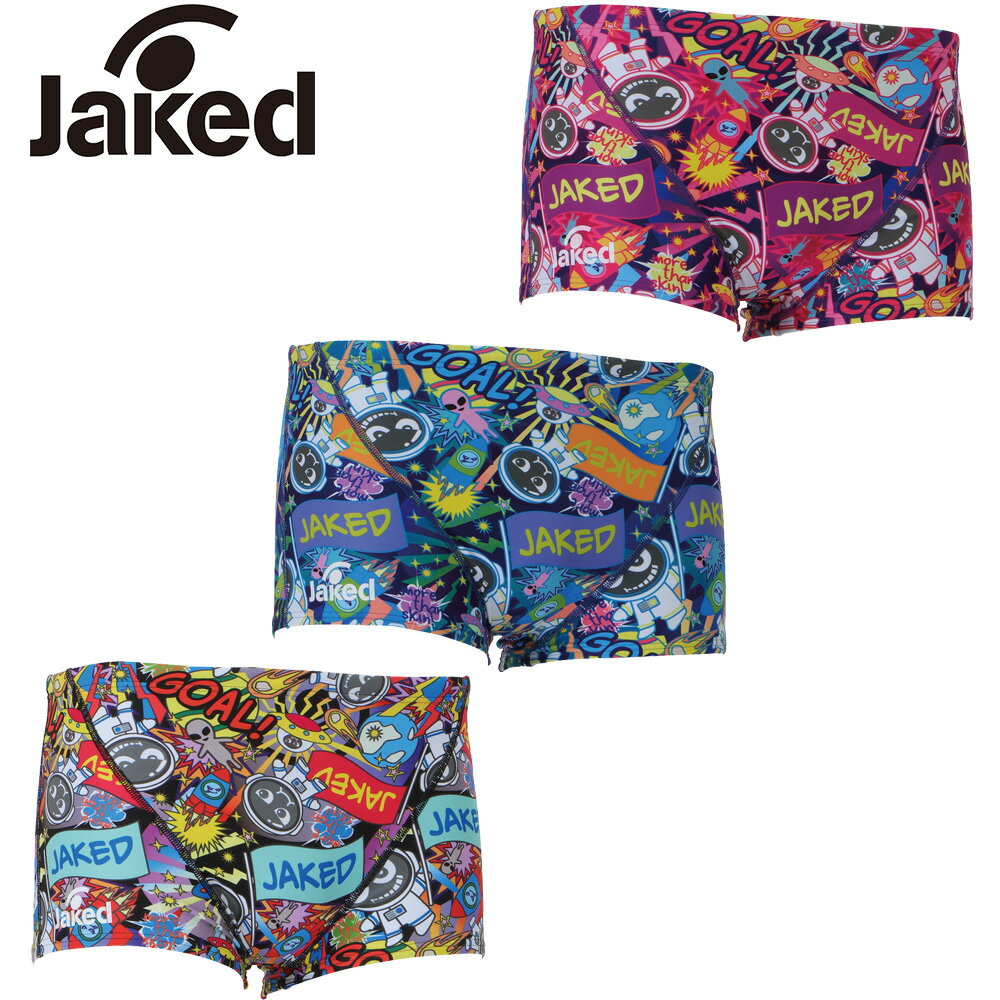 商品特長 ポリウレタンを使用しない耐久性に優れた素材。 ストレッチ性に優れ、身体の動きに追従する優れた高機能。 コンペティションモデルより2〜3倍の耐久性。 〜近年、スポーツの楽しみ方はより自由で多様〜 バスケットボールやサッカーといった従来の競技に加え、サーフィン、スケートボード、ダンスなど、 ストリートカルチャーを背景にした新しいスポーツスタイルが広がりを見せています。 こうした「トレンドスポーツの多様化」に着目し、 個性やライフスタイルに合わせて選べるデザインをコンセプトにしました。 マーケットの細分化が進む中で、それぞれの“自分らしさ”を表現できるよう、 Jaked　26SS水着ではコンセプトを5つのテイストに分けた、大胆で目を引くデザインを展開。 競技の枠を越えて、スポーツをもっと自由に楽しむ人たちに向けたコレクションです。 【デザインコンセプト】 No.1 個性とユニーク No.2 ストリート No.3 自然 No.4 未来感 No.5 文化の融合 こちらの商品のデザインコンセプトは ーNo.4 未来感ー 宇宙服を着たジャケッドくんが旅する姿を描いた、ポップでカラフルなデザイン。 スペック 【品質】 表地：複合繊維（ポリエステル）66％　ポリエステル34％ 裏地：ナイロン100% 【裏地】 前後総裏地 【生産国】 中国製 【サイズ】 2S/S/M/L
