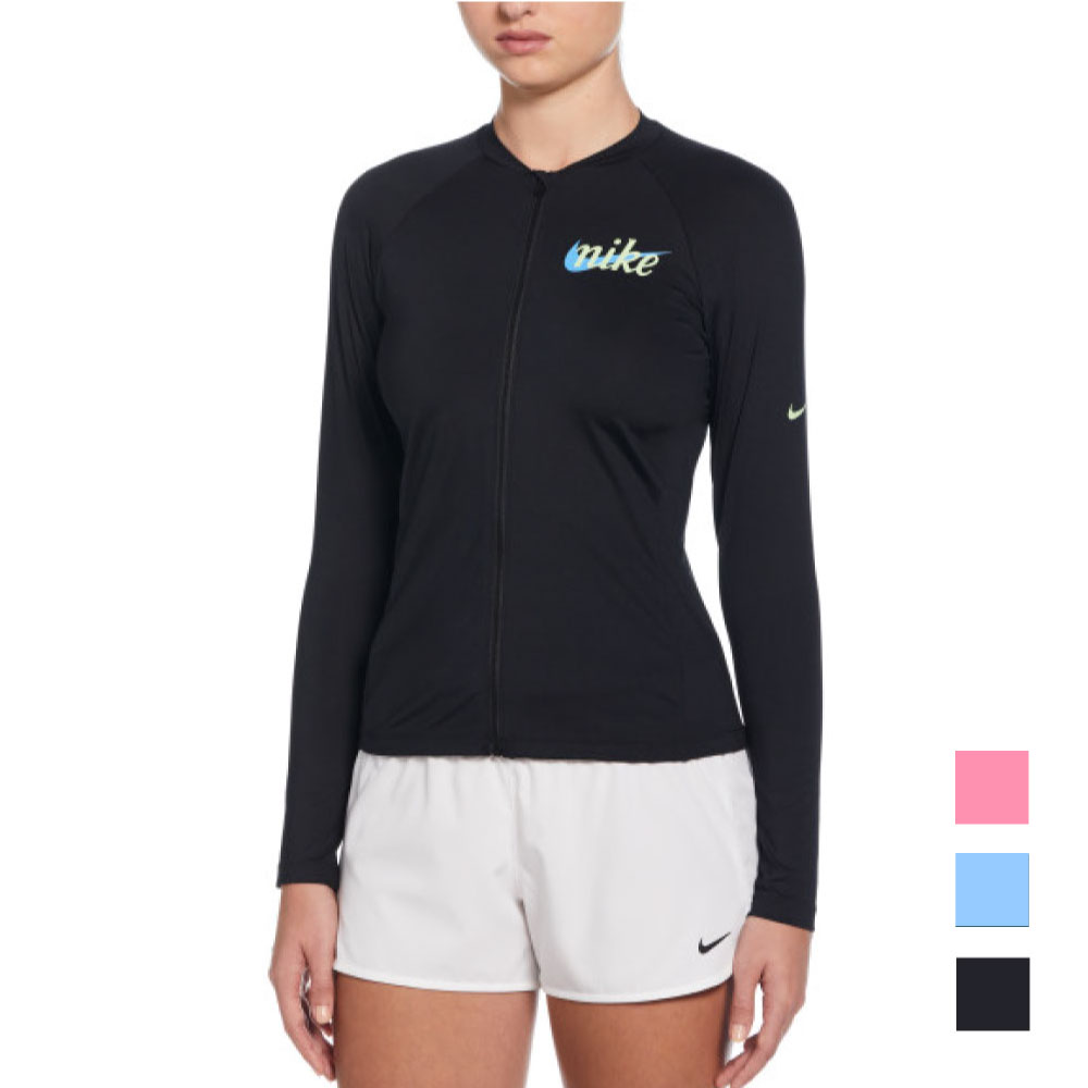 乐天商城 - 【NIKE SWIM公式】25SS ナイキ ウィメンズグラフィック長袖ジップハイドロガード nessf325 レジャー水着 ラッシュガード UV 紫外線カット 人気 おしゃれ オシャレ スイミング M L XL フットマーク