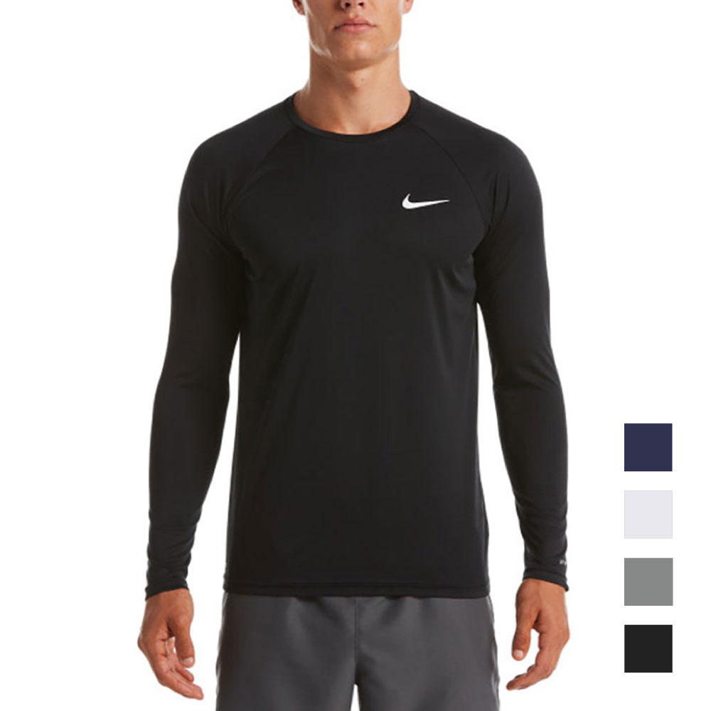 Rakuten - 【送料無料】 【2025 SP SU 】 【NIKE SWIM公式】 NIKE SWIM ナイキ メンズ 男性 水着 フィットネス エッセンシャル ロングスリーブ ハイドロガード NESSA587 長袖 ラッシュガード UPF40+ S M L XL スイミング UV フットマーク