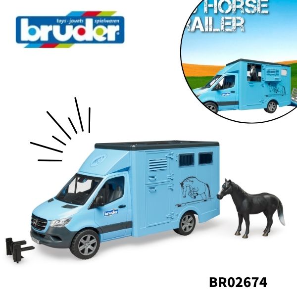 【ブルーダー】トラック 人気 メルセデスベンツ 馬運車 bruder MB フィギュア 街ではたらくくるま 車 ミニカー 男の子 誕生日プレゼント BR02674 おすすめ こども 子供 キッズ 知育玩具 おもちゃ ギフト 運送 うま 働く車 運搬 ドイツ オススメ 本格的 プレゼント