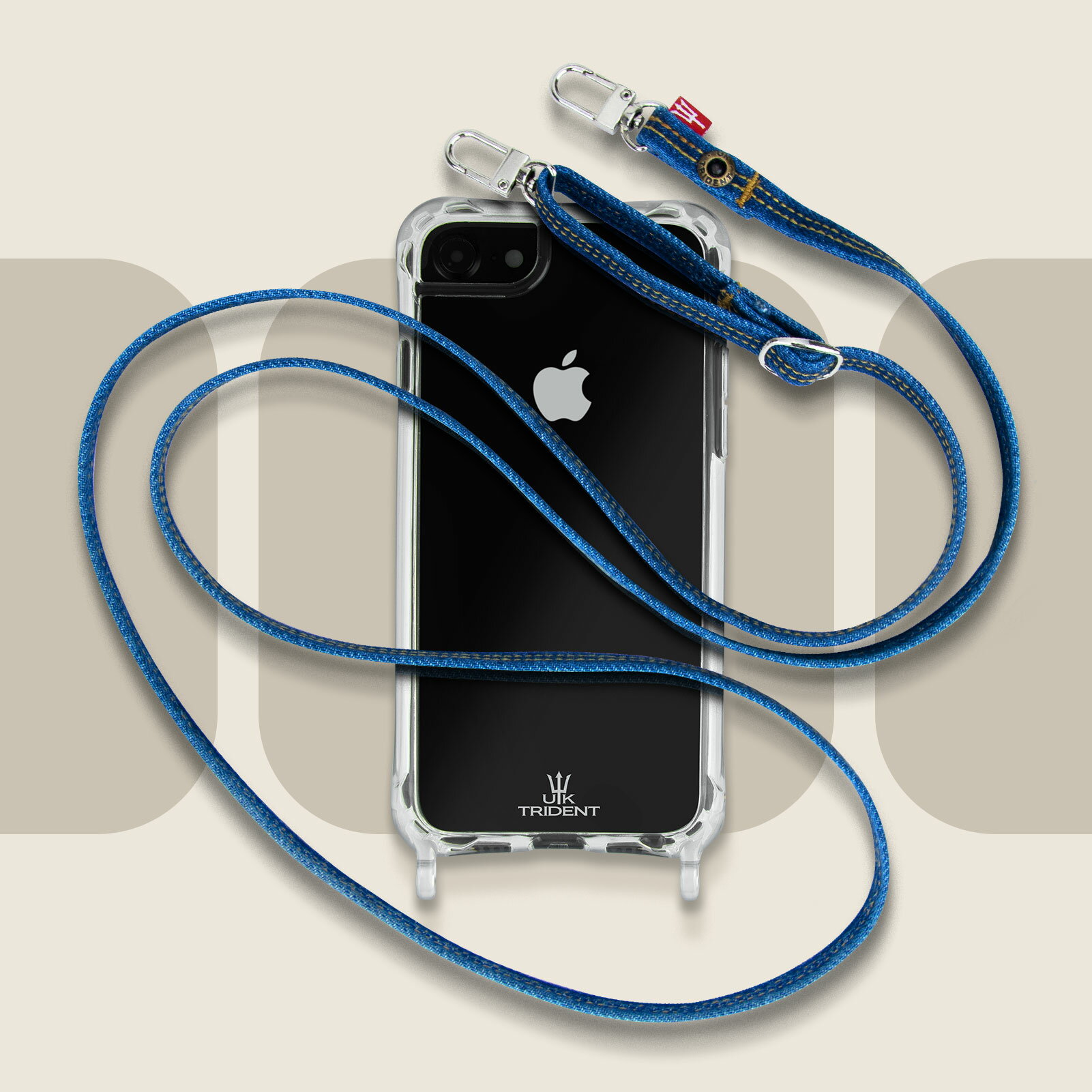 【公式】デニム iPhoneSE第3世代 SE第2世代 iPhone8 iPhone7 ケース スマホショルダー ストラップ iPhone SE3 / SE2 / 8 / 7 ケース UK Trident クリアケース ネックストラップ かわいい おしゃれ [送料無料]