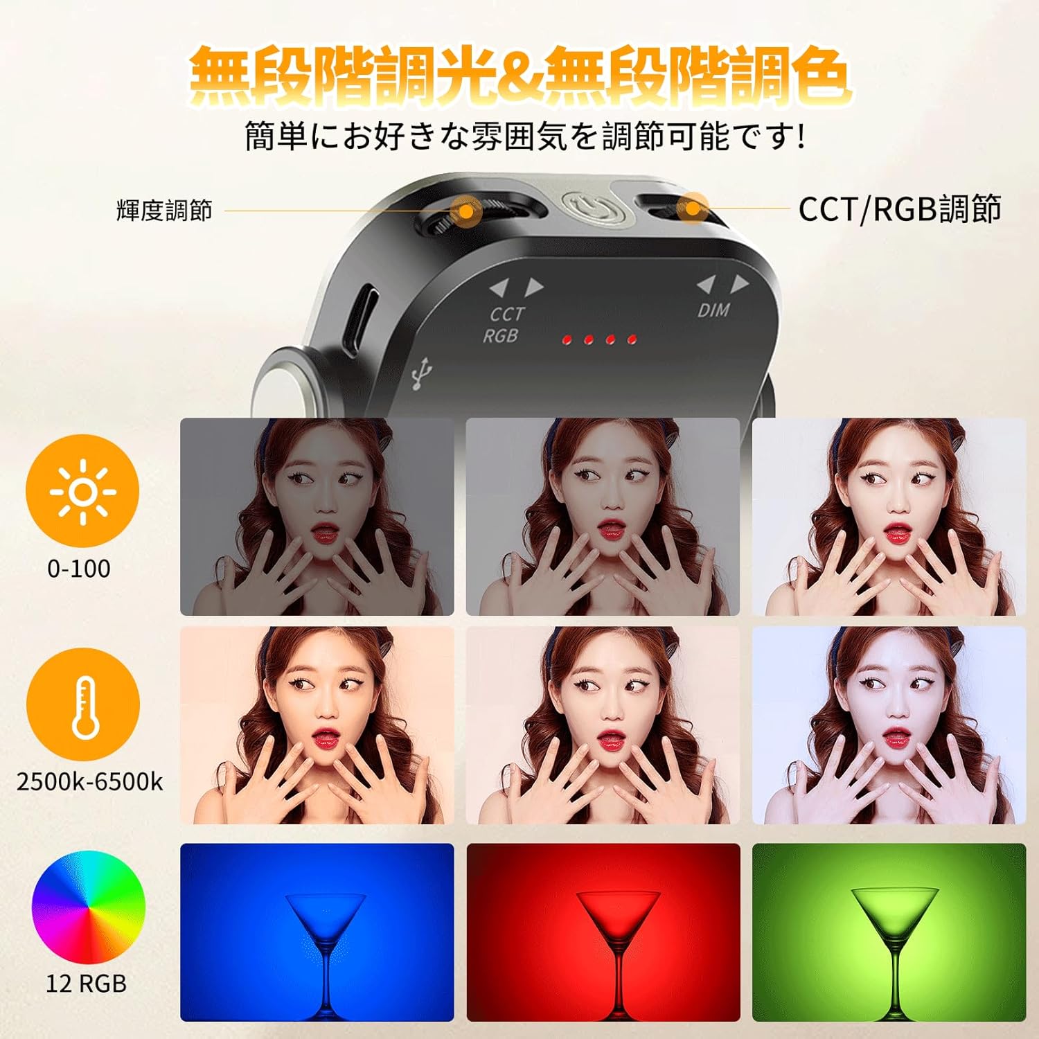 �ڴ���15%���ա�Ulanzi LED�ӥǥ��饤�� �����ѥ饤�� 360���ž�� 2500?��6500?������ RGB�⡼�� Type-C���� 2000mAh ���� ̵�ʳ�Ĵ�� Ķ�⵱�� ���뤵Ĵ�� CRI95+ �����ӥǥ��饤�ȥ��ޥۥ饤�� ���� Canon��/Nikon��/Gopro��/ DJI OsmoNano//YouTube/Tiktok/����/�̿�